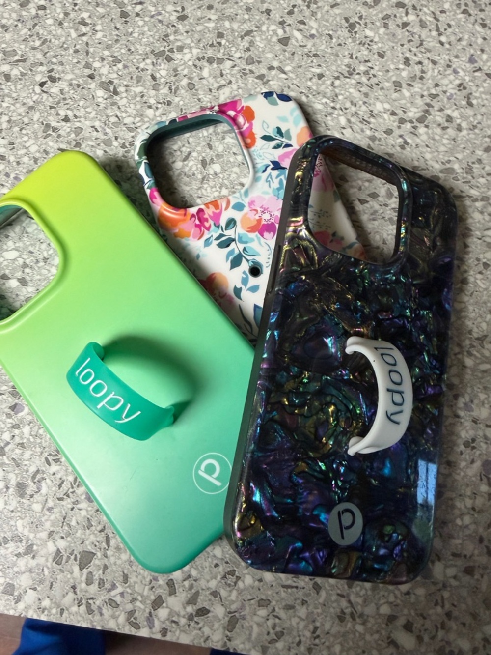 Loopy Case Green Ombre, Floral, and Iridescent Phone Case Trio